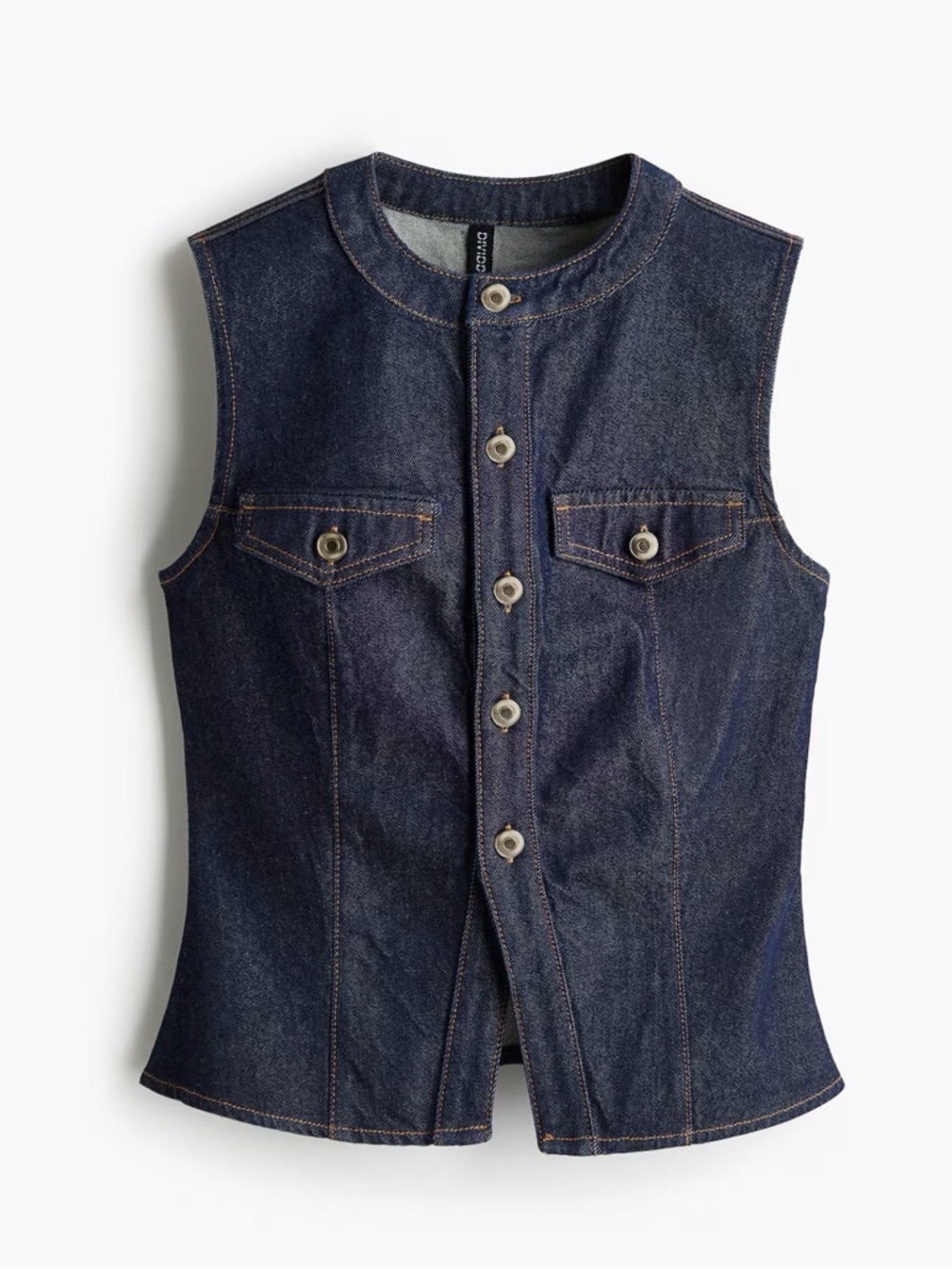Dark Indigo Denim Button-Front Vest